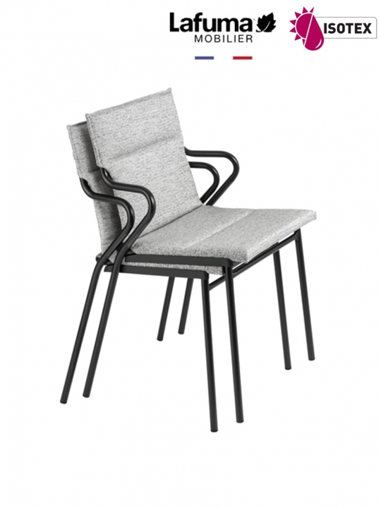 Fauteuil repas Lafuma Mobilier Ancône Allure Sunbrella® - Coloris : toile gris granite et tube noir