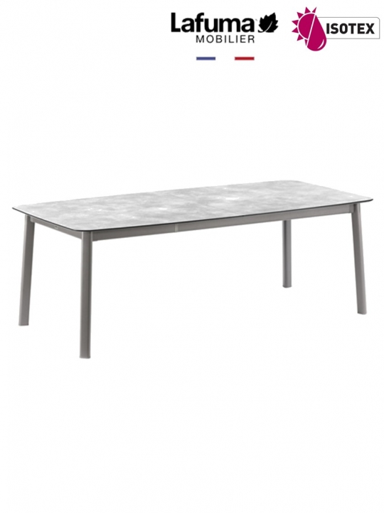 Table repas extensible Lafuma Mobilier Ancône Gordes - Plateau coloris ciment et Pieds coloris titane