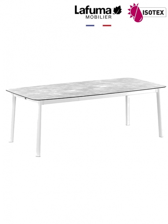 Table repas extensible Lafuma Mobilier Ancône Opale - Plateau coloris ciment et Pieds coloris kaolin