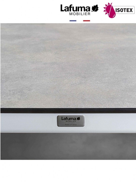 Table repas extensible Lafuma Mobilier Ancône Opale - Plateau coloris ciment et Pieds coloris kaolin