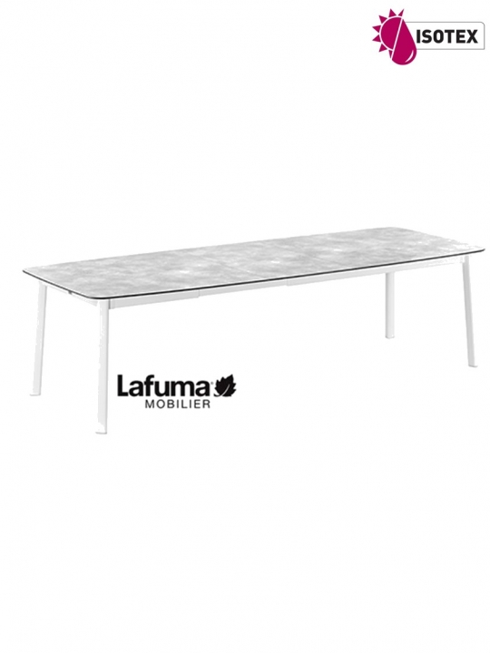 Table repas extensible Lafuma Mobilier Ancône Opale - Plateau coloris ciment et Pieds coloris kaolin