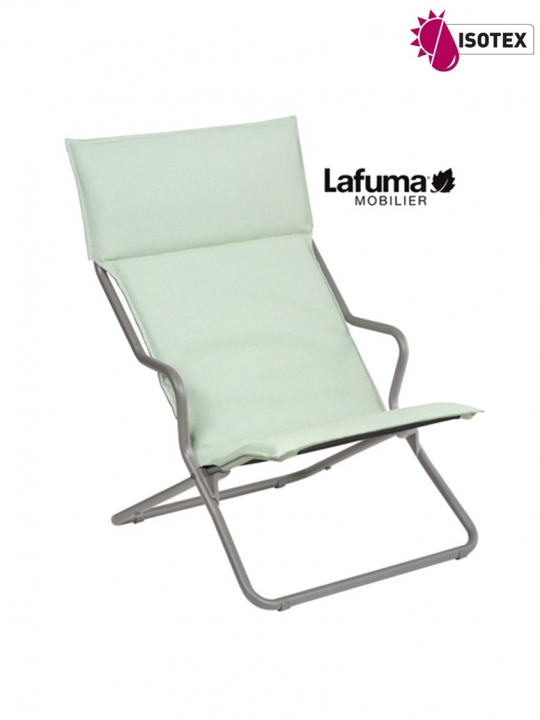 Lounger terrasse et bord de piscine Lafuma Mobilier Ancône Gordes Hedona - Toile coloris jade et tube coloris titane