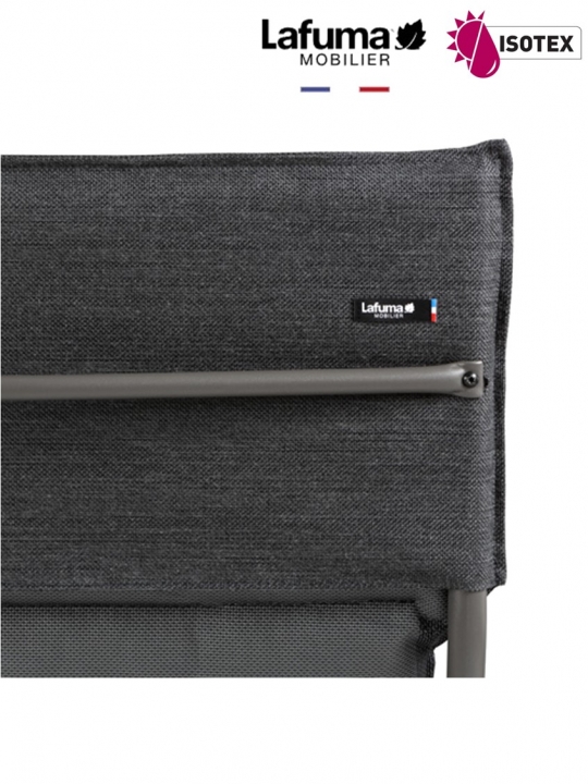 Lounger terrasse et bord de piscine Lafuma Mobilier Ancône Gordes Hedona - Toile coloris onyx et tube coloris titane