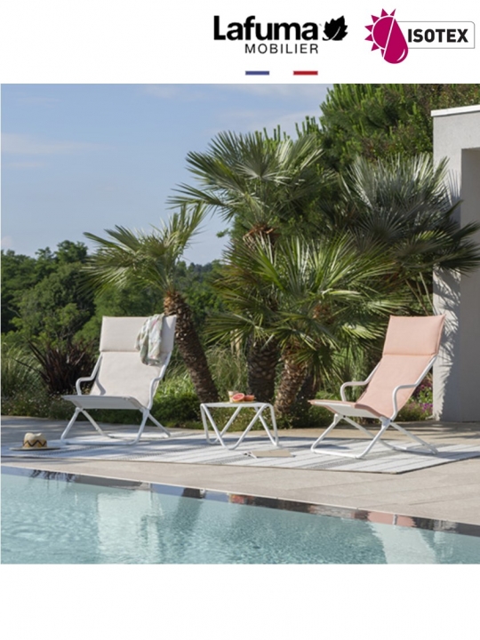 Lounger Terrasse et Piscine Lafuma Ancône Opale Hedona - Orange Ocre/Kaolin