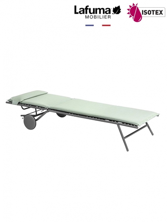 Bayanne bain de soleil terrasse et bord de piscine Lafuma Mobilier Gordes Hedona - Toile coloris jade et Structure coloris titane