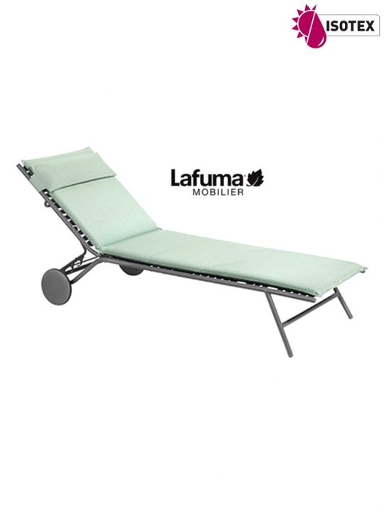 Bayanne bain de soleil terrasse et bord de piscine Lafuma Mobilier Gordes Hedona - Toile coloris jade et Structure coloris titane