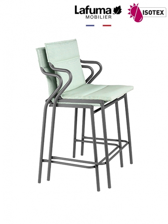 Fauteuil repas Middle Lafuma Mobilier Ancône Gordes Hedona - Coloris : toile jade et tube titane
