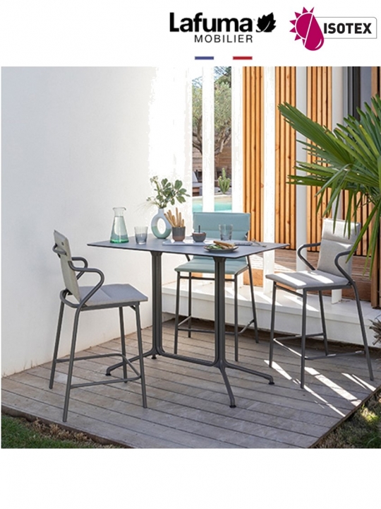 Table repas Middle 2 Lafuma Mobilier Horizon Allure - Plateau coloris ciment et Pieds coloris noir