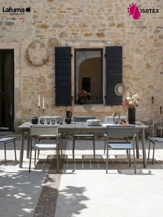 Table Repas extensible Lafuma Mobilier Oron 200 Lattes Alu - 200/260 x 100 cm Gris / Titane